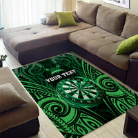 Personalised New Zealand Darts Area Rug Green Dart Board Maori Pattern LT05 - Polynesian Pride