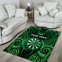 Personalised New Zealand Darts Area Rug Green Dart Board Maori Pattern LT05 - Polynesian Pride