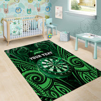 Personalised New Zealand Darts Area Rug Green Dart Board Maori Pattern LT05 - Polynesian Pride