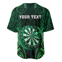 Personalised New Zealand Darts Baseball Jersey Green Dart Board Maori Pattern LT05 - Polynesian Pride