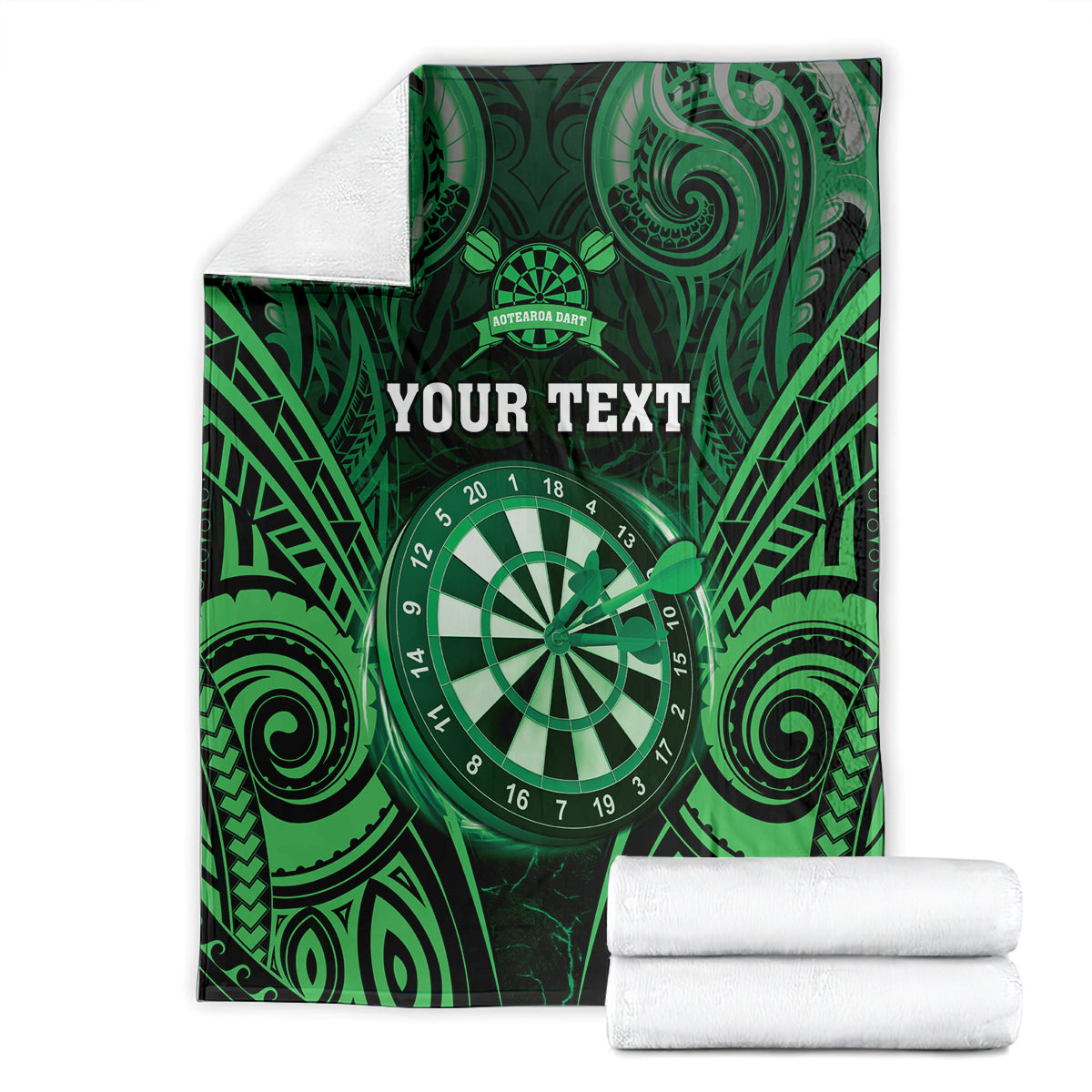Personalised New Zealand Darts Blanket Green Dart Board Maori Pattern LT05 - Polynesian Pride