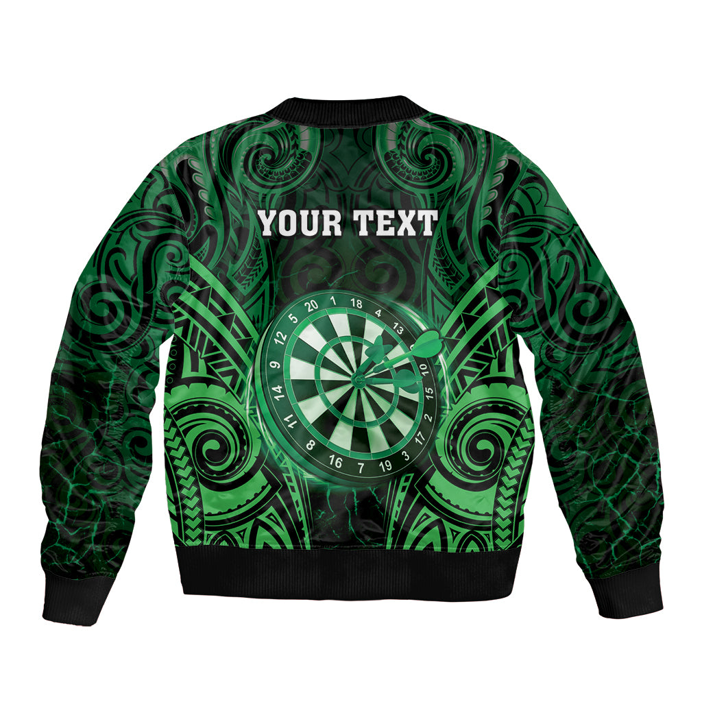 Personalised New Zealand Darts Bomber Jacket Green Dart Board Maori Pattern LT05 - Polynesian Pride