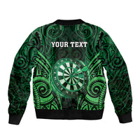 Personalised New Zealand Darts Bomber Jacket Green Dart Board Maori Pattern LT05 - Polynesian Pride