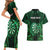 Personalised New Zealand Darts Couples Matching Short Sleeve Bodycon Dress and Hawaiian Shirt Green Dart Board Maori Pattern