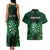 Personalised New Zealand Darts Couples Matching Tank Maxi Dress and Hawaiian Shirt Green Dart Board Maori Pattern