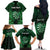 Personalised New Zealand Darts Family Matching Off The Shoulder Long Sleeve Dress and Hawaiian Shirt Green Dart Board Maori Pattern