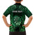 Personalised New Zealand Darts Family Matching Off Shoulder Short Dress and Hawaiian Shirt Green Dart Board Maori Pattern