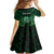 Personalised New Zealand Darts Family Matching Off Shoulder Short Dress and Hawaiian Shirt Green Dart Board Maori Pattern