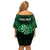 Personalised New Zealand Darts Family Matching Off Shoulder Short Dress and Hawaiian Shirt Green Dart Board Maori Pattern