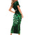 Personalised New Zealand Darts Family Matching Short Sleeve Bodycon Dress and Hawaiian Shirt Green Dart Board Maori Pattern