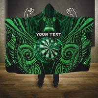 Personalised New Zealand Darts Hooded Blanket Green Dart Board Maori Pattern LT05 One Size Green - Polynesian Pride