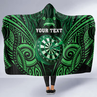 Personalised New Zealand Darts Hooded Blanket Green Dart Board Maori Pattern LT05 - Polynesian Pride