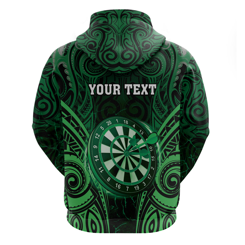 Personalised New Zealand Darts Hoodie Green Dart Board Maori Pattern LT05 - Polynesian Pride