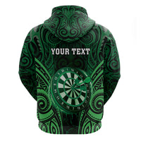 Personalised New Zealand Darts Hoodie Green Dart Board Maori Pattern LT05 - Polynesian Pride