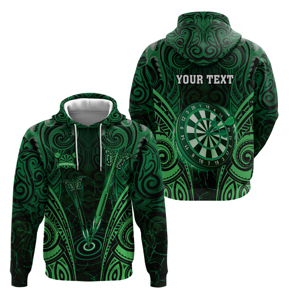 Personalised New Zealand Darts Hoodie Green Dart Board Maori Pattern LT05 - Polynesian Pride