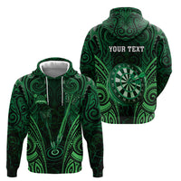 Personalised New Zealand Darts Hoodie Green Dart Board Maori Pattern LT05 - Polynesian Pride