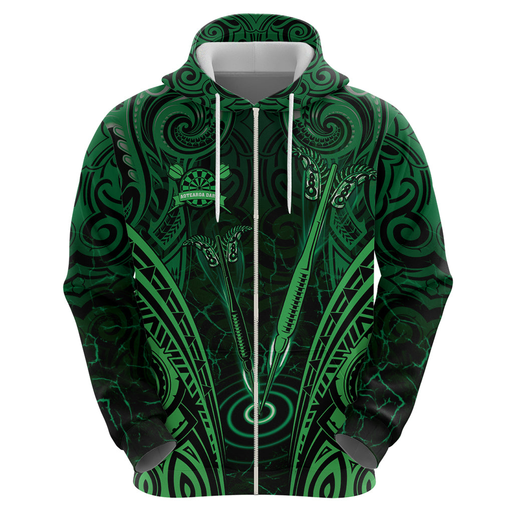 Personalised New Zealand Darts Hoodie Green Dart Board Maori Pattern LT05 - Polynesian Pride