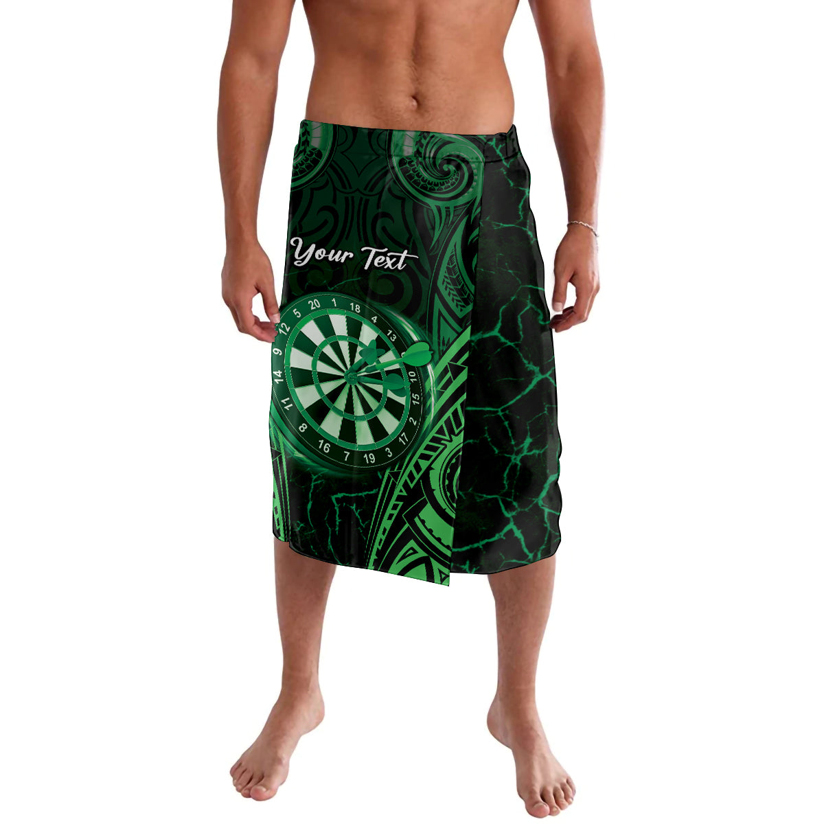 Personalised New Zealand Darts Lavalava Green Dart Board Maori Pattern LT05 Green - Polynesian Pride