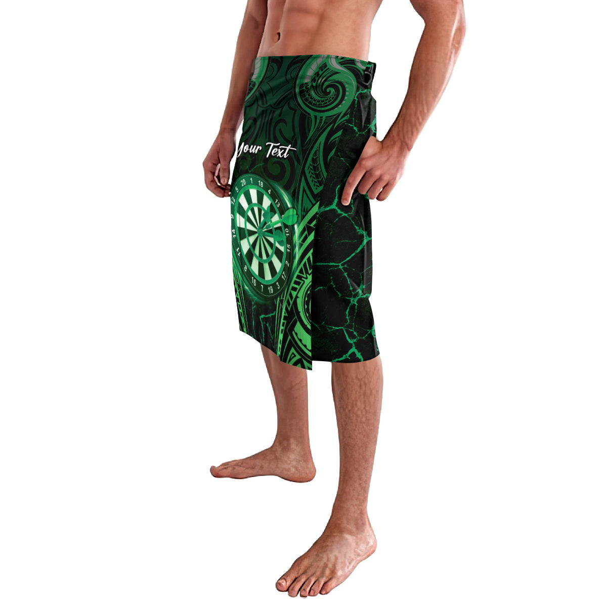 Personalised New Zealand Darts Lavalava Green Dart Board Maori Pattern LT05 - Polynesian Pride