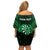 Personalised New Zealand Darts Off Shoulder Short Dress Green Dart Board Maori Pattern