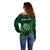 Personalised New Zealand Darts Off Shoulder Sweater Green Dart Board Maori Pattern