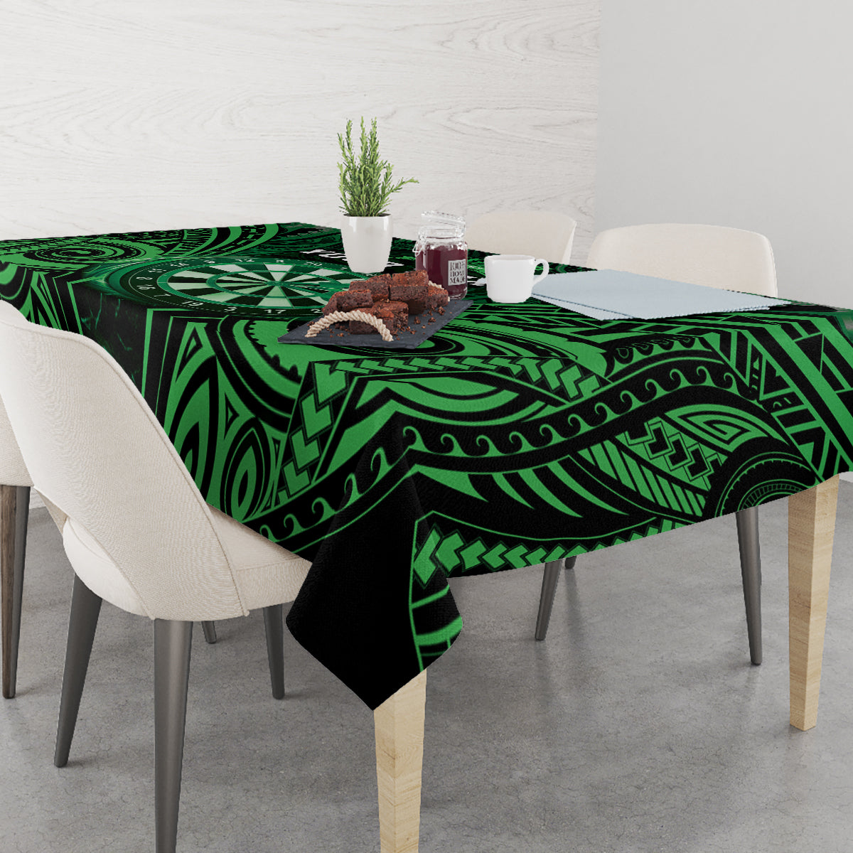 Personalised New Zealand Darts Tablecloth Green Dart Board Maori Pattern LT05 - Polynesian Pride