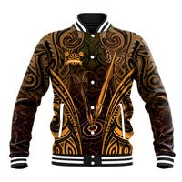Personalised New Zealand Darts Baseball Jacket Gold Dart Board Maori Pattern LT05 Unisex Gold - Polynesian Pride
