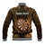 Personalised New Zealand Darts Baseball Jacket Gold Dart Board Maori Pattern