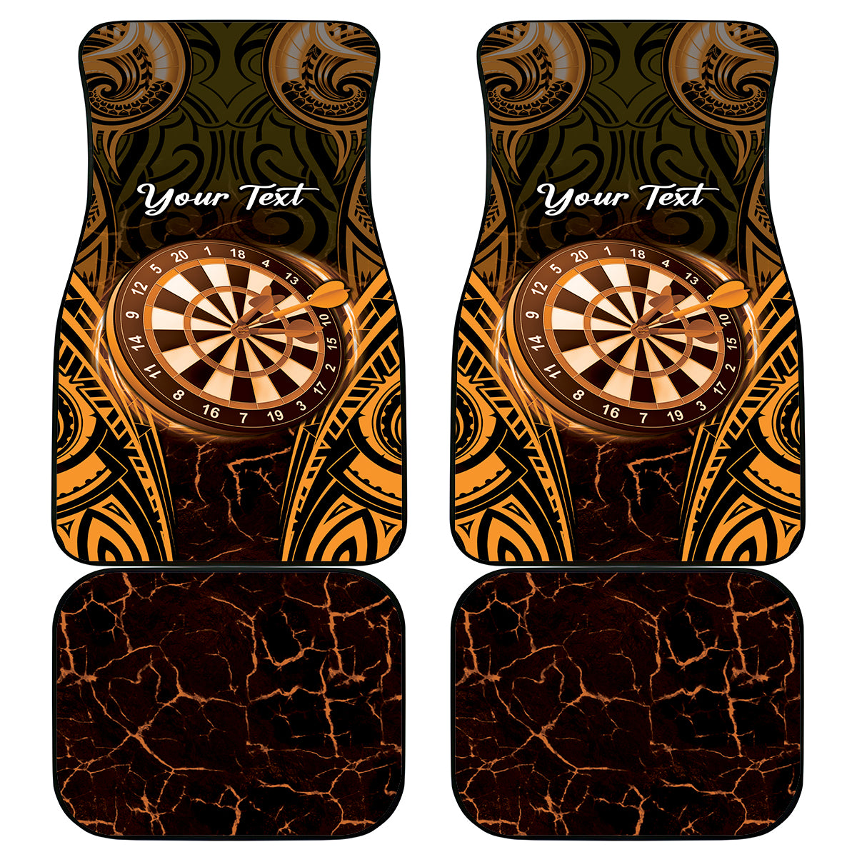 Personalised New Zealand Darts Car Mats Gold Dart Board Maori Pattern LT05 - Polynesian Pride