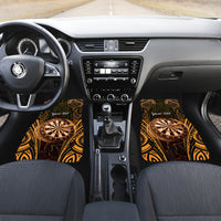 Personalised New Zealand Darts Car Mats Gold Dart Board Maori Pattern LT05 Set 2pcs - Front Gold - Polynesian Pride