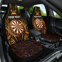 Personalised New Zealand Darts Car Seat Cover Gold Dart Board Maori Pattern LT05 One Size Gold - Polynesian Pride