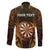 Personalised New Zealand Darts Family Matching Long Sleeve Bodycon Dress and Hawaiian Shirt Gold Dart Board Maori Pattern