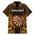 Personalised New Zealand Darts Family Matching Off The Shoulder Long Sleeve Dress and Hawaiian Shirt Gold Dart Board Maori Pattern