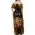 Personalised New Zealand Darts Family Matching Off Shoulder Maxi Dress and Hawaiian Shirt Gold Dart Board Maori Pattern