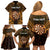 Personalised New Zealand Darts Family Matching Off Shoulder Short Dress and Hawaiian Shirt Gold Dart Board Maori Pattern