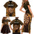 Personalised New Zealand Darts Family Matching Short Sleeve Bodycon Dress and Hawaiian Shirt Gold Dart Board Maori Pattern