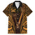 Personalised New Zealand Darts Family Matching Short Sleeve Bodycon Dress and Hawaiian Shirt Gold Dart Board Maori Pattern