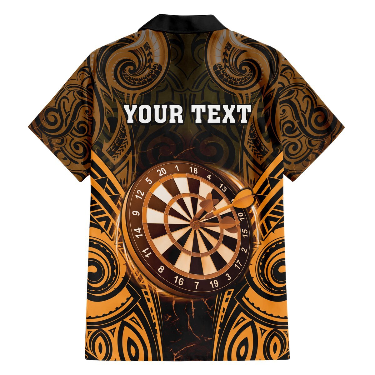 Personalised New Zealand Darts Hawaiian Shirt Gold Dart Board Maori Pattern LT05 - Polynesian Pride