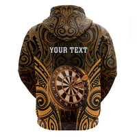 Personalised New Zealand Darts Hoodie Gold Dart Board Maori Pattern LT05 - Polynesian Pride