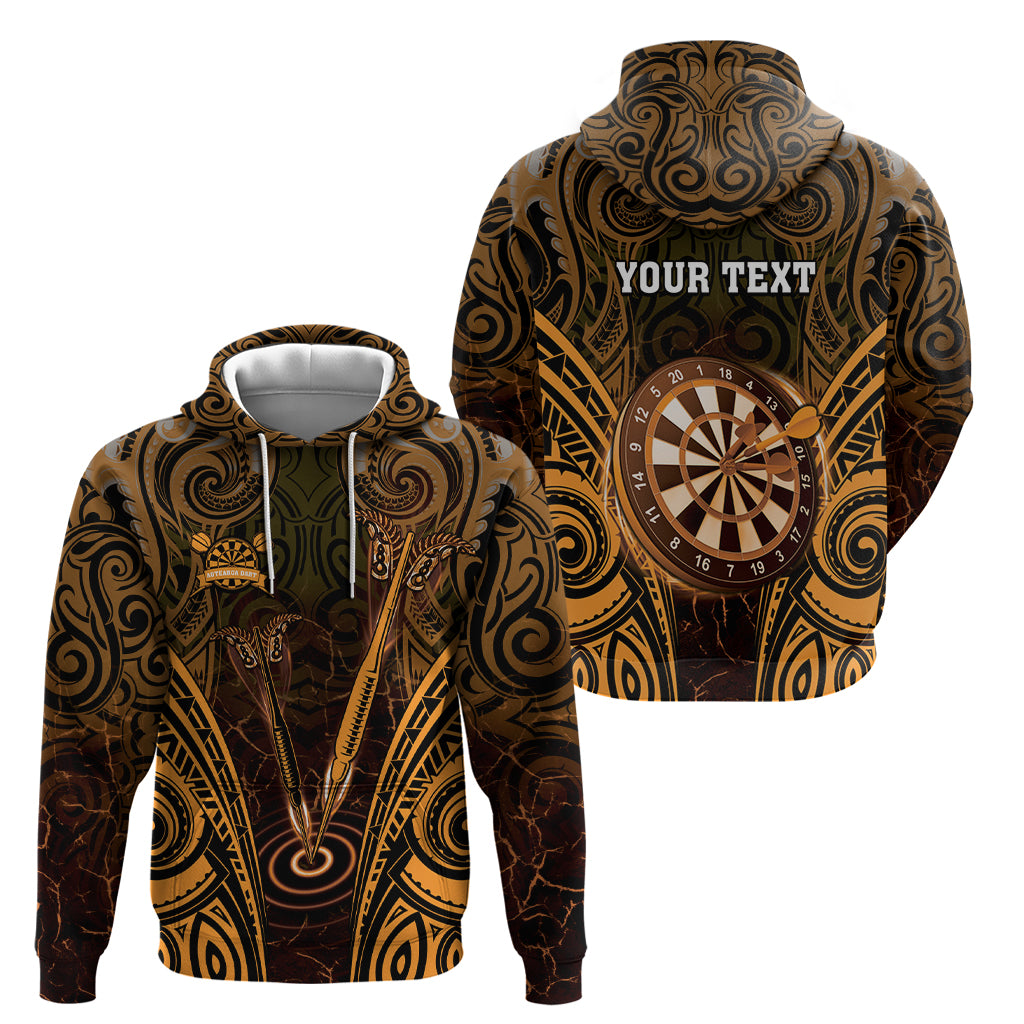 Personalised New Zealand Darts Hoodie Gold Dart Board Maori Pattern LT05 - Polynesian Pride