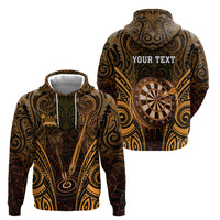 Personalised New Zealand Darts Hoodie Gold Dart Board Maori Pattern LT05 - Polynesian Pride