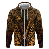 Personalised New Zealand Darts Hoodie Gold Dart Board Maori Pattern LT05 Zip Hoodie Gold - Polynesian Pride