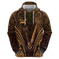 Personalised New Zealand Darts Hoodie Gold Dart Board Maori Pattern LT05 - Polynesian Pride