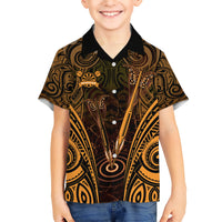 Personalised New Zealand Darts Kid Hawaiian Shirt Gold Dart Board Maori Pattern LT05 Kid Gold - Polynesian Pride