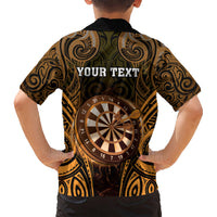 Personalised New Zealand Darts Kid Hawaiian Shirt Gold Dart Board Maori Pattern LT05 - Polynesian Pride