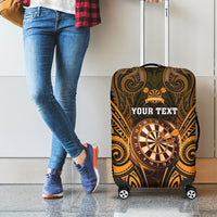 Personalised New Zealand Darts Luggage Cover Gold Dart Board Maori Pattern LT05 - Polynesian Pride