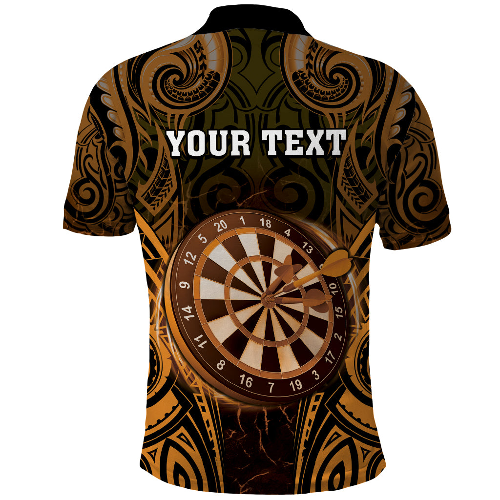 Personalised New Zealand Darts Polo Shirt Gold Dart Board Maori Pattern LT05 - Polynesian Pride