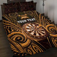 Personalised New Zealand Darts Quilt Bed Set Gold Dart Board Maori Pattern LT05 Gold - Polynesian Pride