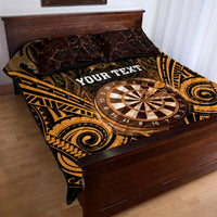Personalised New Zealand Darts Quilt Bed Set Gold Dart Board Maori Pattern LT05 - Polynesian Pride
