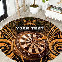 Personalised New Zealand Darts Round Carpet Gold Dart Board Maori Pattern LT05 Gold - Polynesian Pride